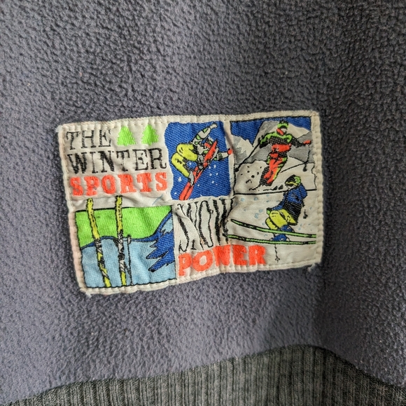 Vintage Toddler boys Crew neck sweater Neon pattern with skiing patch - Picture 3 of 5